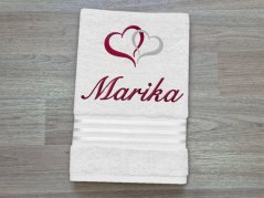 Dárkové balení osušky se jménem linie bílá Srdíčka