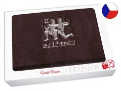 Vánoční dárkové balení ručníku Znamení Blíženci tmavě hnědá/hnědá