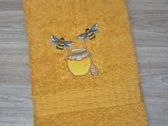 Luxusní osuška pro včelaře Včelky na medu hořčicová