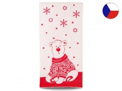 Vánoční osuška 75x150 ZARA 450g Lední medvěd ve svetru červený