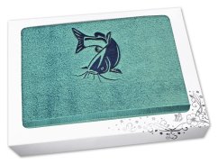 Luxusní dárkové balení pro rybáře ručník petrolej Sumec