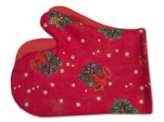 Vánoční chňapka s magnetem Zvonečky červená 1ks