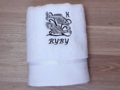 Luxusní dárková sada ručník + osuška Znamení Ryby bílá/šedá