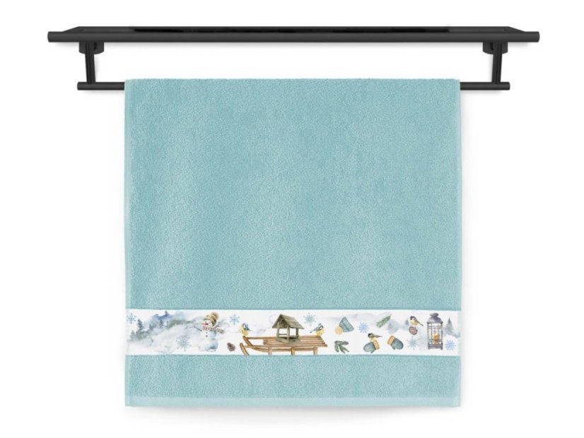 Vánoční osuška 70x140 NORA TISK 450g Zimní nálada mint