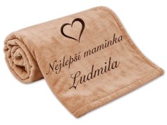 Deka Nejlepší maminka se srdíčkem a jménem 150x200 čokoládová