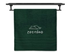 Ručník Zas ráno kočka tmavě zelený