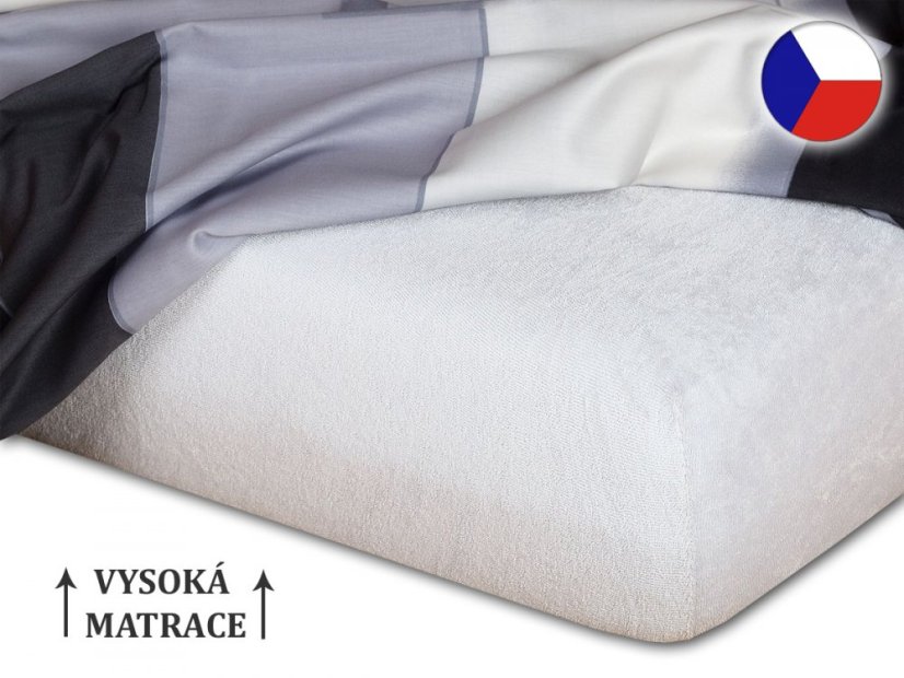 Froté prostěradlo na vysokou matraci 180x200 EXCLUSIVE Stříbrná