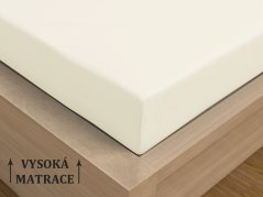 Luxusní saténové prostěradlo na vysokou matraci 90x200 Smetanové