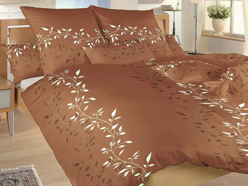 Krepové povlečení KOMFORT Mandevila hnědá 2x 70x90, 240x220