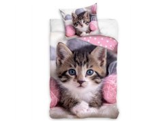 Dětské bavlněné povlečení fototisk 140x200, 70x90 Koťátko s klubíčkem