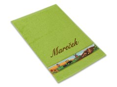 Dětský ručník se jménem NA PŘÁNÍ 30x50 Malý farmář sytě zelený