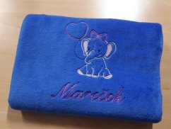 Dětská deka se jménem NA PŘÁNÍ 75x100 Slůně modrá