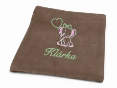Dětská deka se jménem NA PŘÁNÍ 75x100 Slůně káva