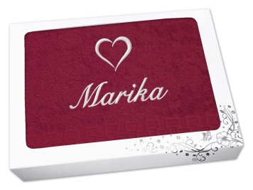 Dárkový ručník bordó Srdce