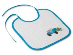 Dětský bryndák LOTA 25x25 Autíčko bílá/tyrkys 350g