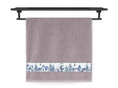 Froté ručník 50x100 NORA TISK 450g Zimní vesnička hnědošedá