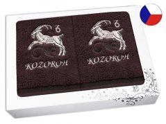 Luxusní dárková sada ručník + osuška Znamení Kozoroh hnědá/hnědá