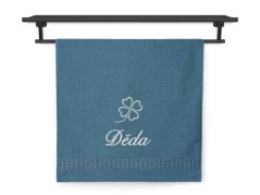 Ručník DĚDA se čtyřlístkem 50x100 ratanika petrolej