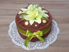 Textilní dort z osušky Sofie hnědá