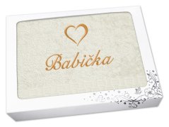 Dárkové balení osušky BABIČKA se srdíčkem ratanika vanilka