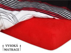 Jersey prostěradlo na vysokou matraci 180x200x25 EXCLUSIVE Červená