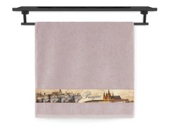 Froté ručník 50x100 NORA TISK 450g Město Praha starorůžový