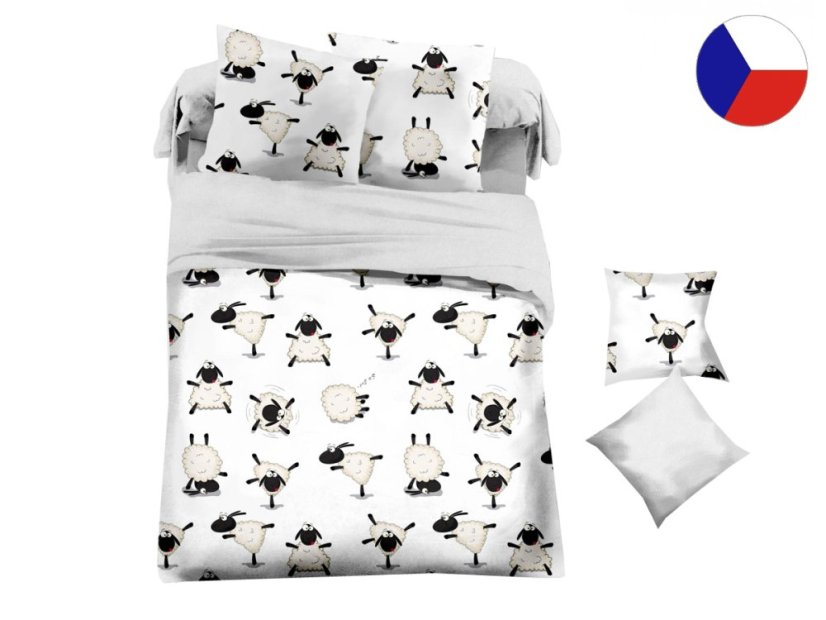 Povlečení mikroflanel SLEEP WELL 70x90, 140x200 Ovečky