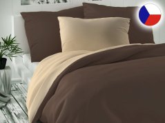 Povlečení satén Luxury Collection tmavě hnědé - béžové 70x90, 140x200