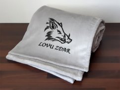Deka pro myslivce 150x200 Kanec + Lovu zdar šedá