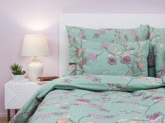 Krepové povlečení prodloužené KOMFORT Klaudie zelená 70x90, 140x220