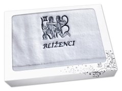 Luxusní dárkové balení ručníku Znamení Blíženci bílá/šedá