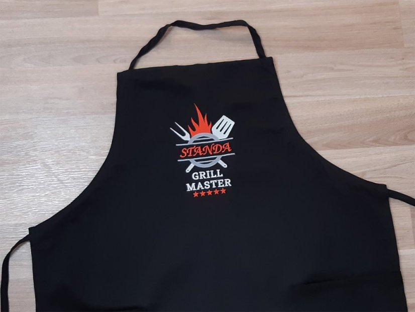 Zástěra pro muže 72x100 GRILL MASTER černá + jméno na přání