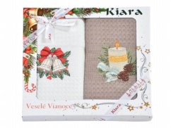 Vánoční dárková sada utěrek Svíčky a zvonečky 2 ks