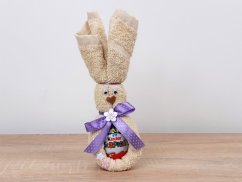 Malý velikonoční zajíček z ručníku Sofie krémový + vajíčko s překvapením