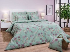 Krepové povlečení prodloužené KOMFORT Klaudie zelená 70x90, 140x220