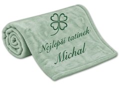Deka Nejlepší tatínek se čtyřlístkem a jménem 150x200 šalvějová