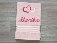 Ručník se jménem linie světle růžová 50x100 Srdíčka