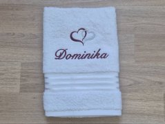 Ručník se jménem linie bílá 50x100 Srdíčka