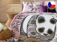 Luxusní povlečení bavlněný satén GEON 70x90, 140x200 Africké léto Panda