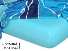 Jersey prostěradlo na vysokou matraci 180x200x25 EXCLUSIVE Světlý tyrkys