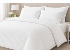 Hotelové povlečení Atlas grádl proužek 2 cm Bílý - česaný 70x90, 140x200