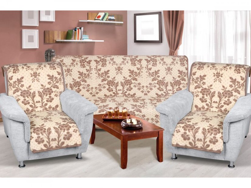 Přehoz na sedací soupravu KARMELA Béžový květ