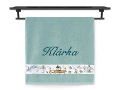 Osuška se jménem NA PŘÁNÍ 70x140 Zimní nálada mořská zelená