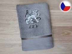 Luxusní ručník se znamením LEV 450g šedá/šedá