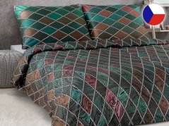 Luxusní povlečení satén 70x90, 140x200 GEON Symetrie petrol