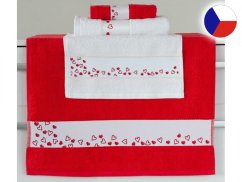 Froté ručník 50x100 NORA TISK 450g Srdíčka červená