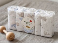 Dětské látkové pleny s potiskem 70x70 Velryba modrá 5ks