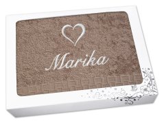 Dárkové balení ručníku se jménem ratanika tmavě béžová Srdce