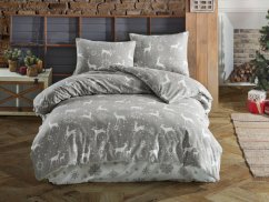 Vánoční povlečení flanel 200x200, 2x 70x90 Escama grey