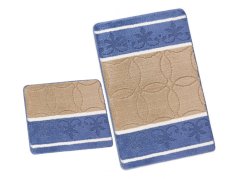 Koupelnové předložky set 2 ks Ornament modrobéžový